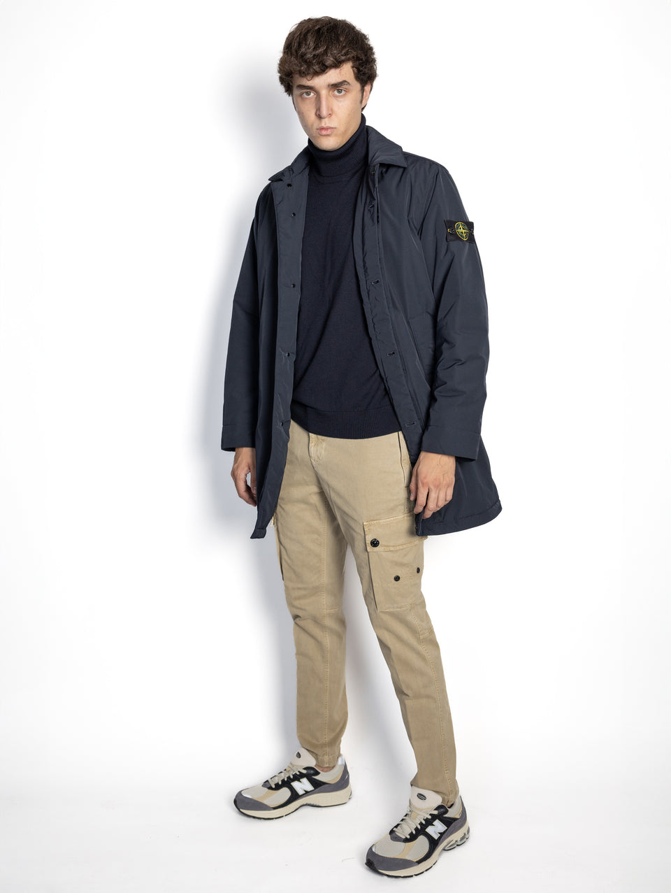 STONE ISLAND Cappotto in Micro Twill con Imbottitura Blu Negozi Online