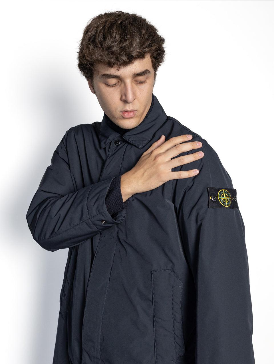 STONE ISLAND Cappotto in Micro Twill con Imbottitura Blu Negozi Online