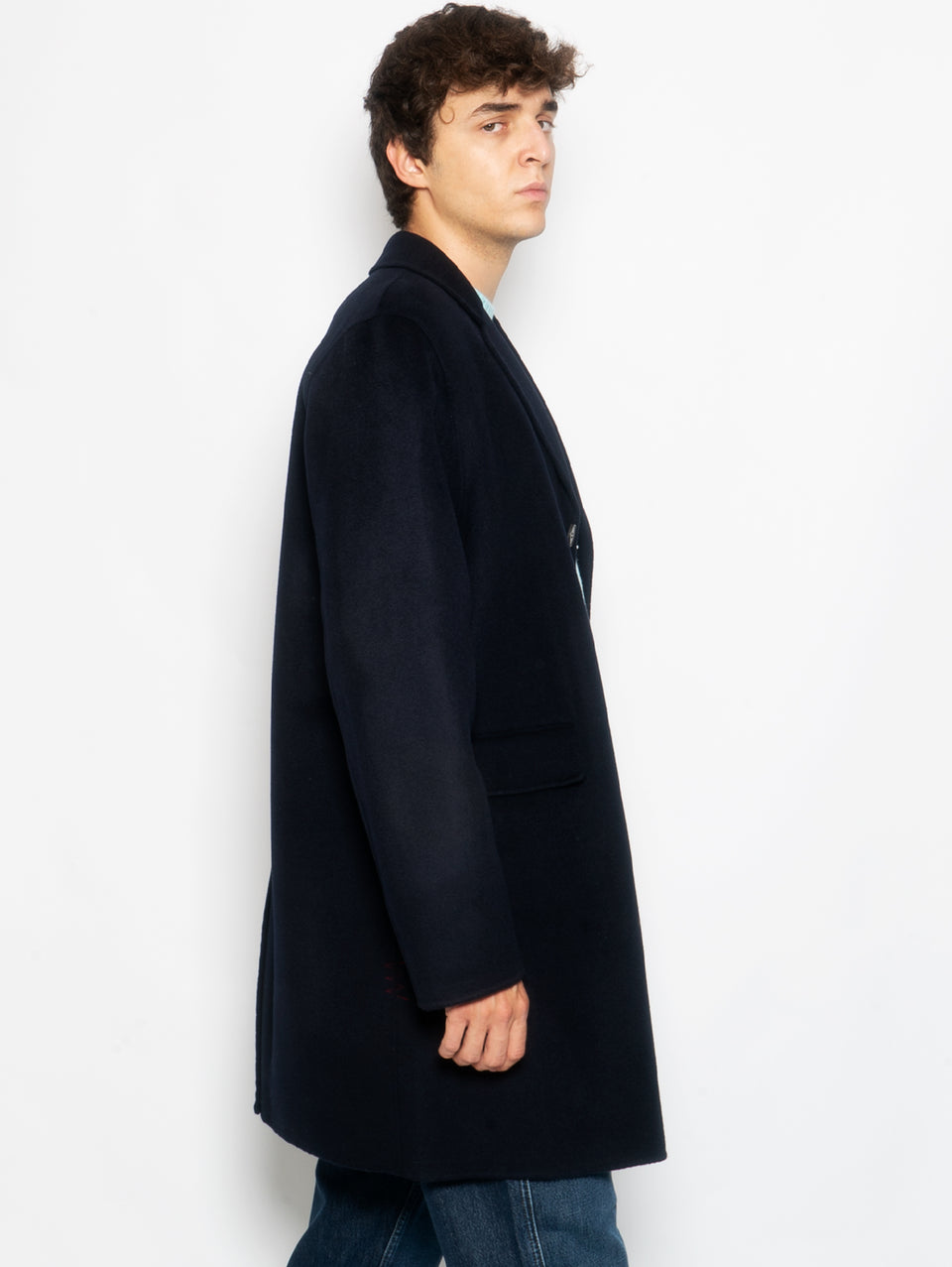 AMARANTO Cappotto Monopetto Tre Quarti Navy Consegna Veloce