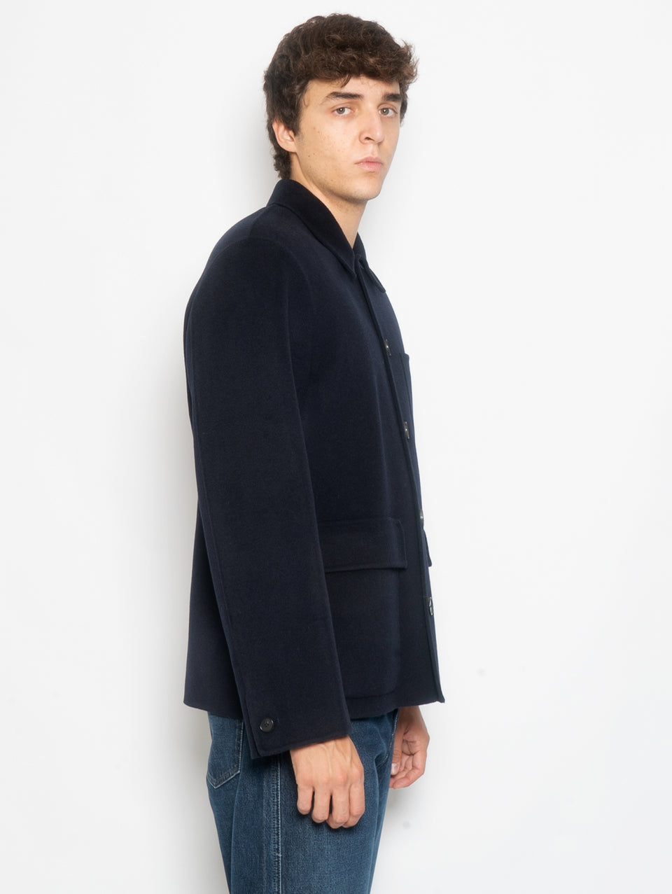 AMARANTO Giacca Worker in Cashmere e Lana Navy Shopping Online