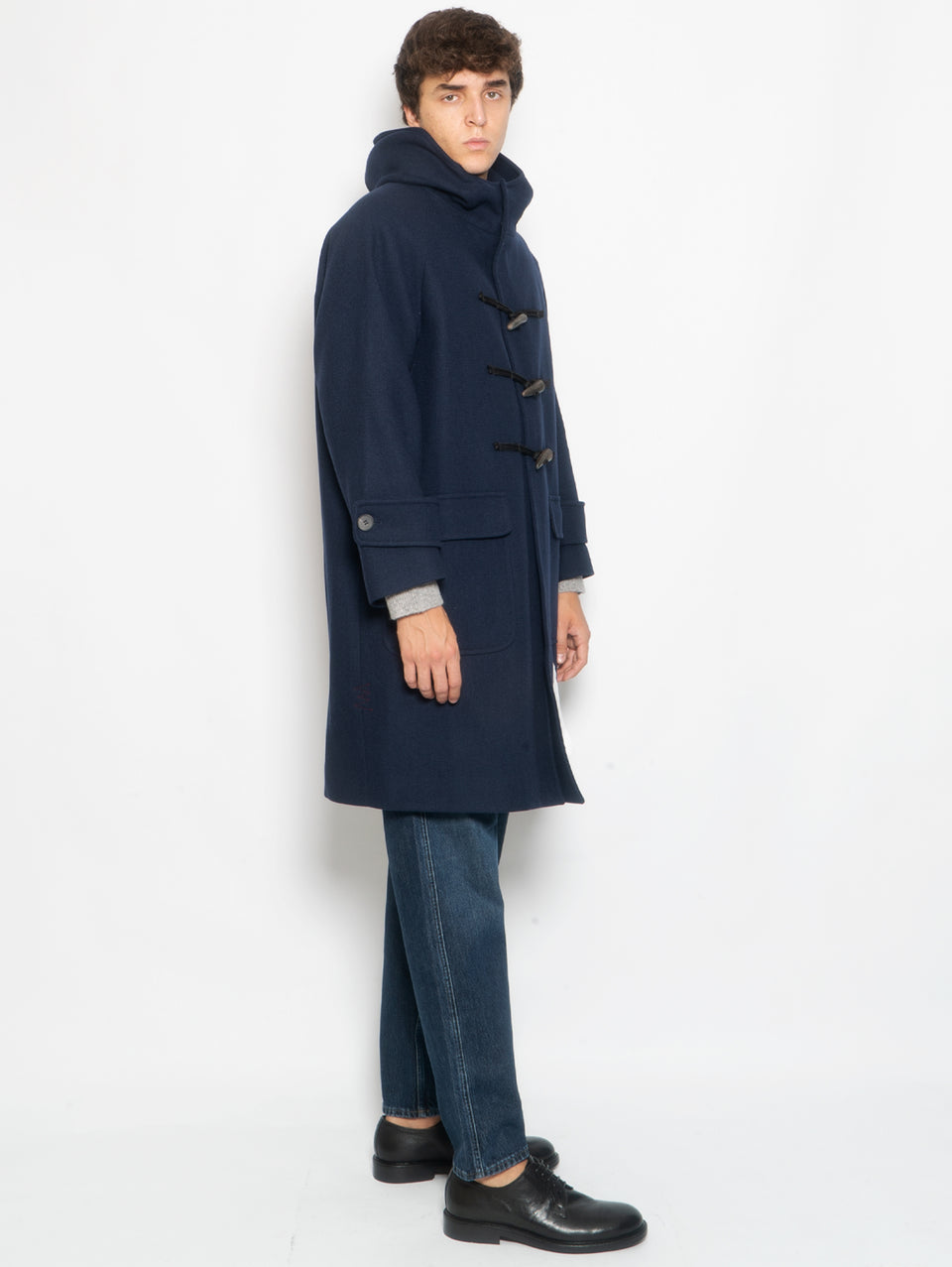 AMARANTO Cappotto Montgomery Lungo in Twill Navy Affare Del Giorno
