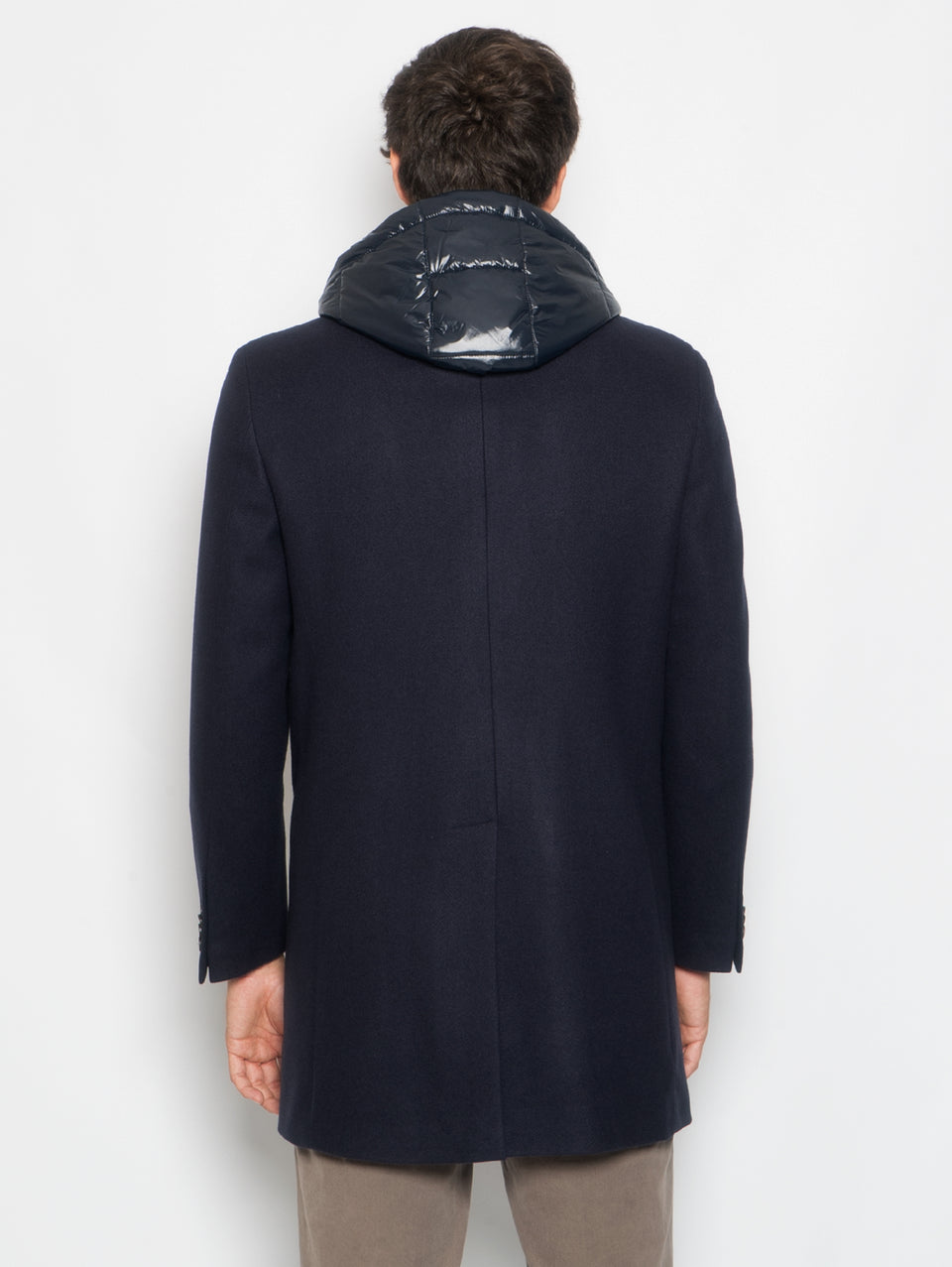 MANUEL RITZ Cappotto con Pettorina e Cappuccio Staccabile Blu Sottocosto
