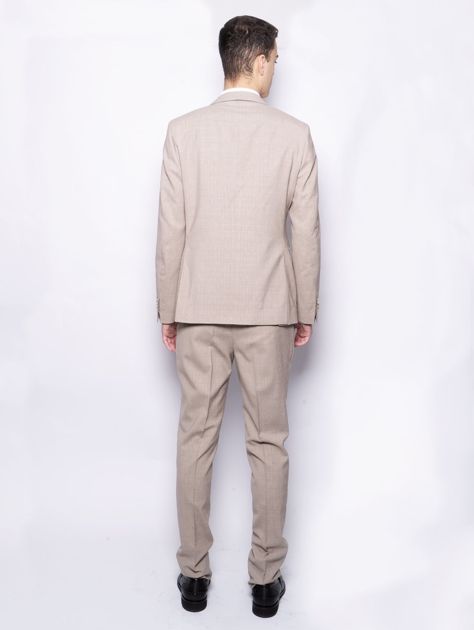 PAOLONI Completo in Lana Fiammata Stretch Beige In Vendita