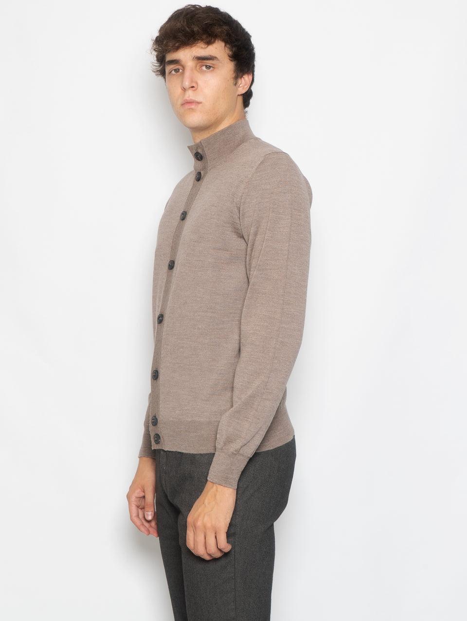 ALPHA STUDIO Cardigan con Bottoni in Merinos Greige Promozione