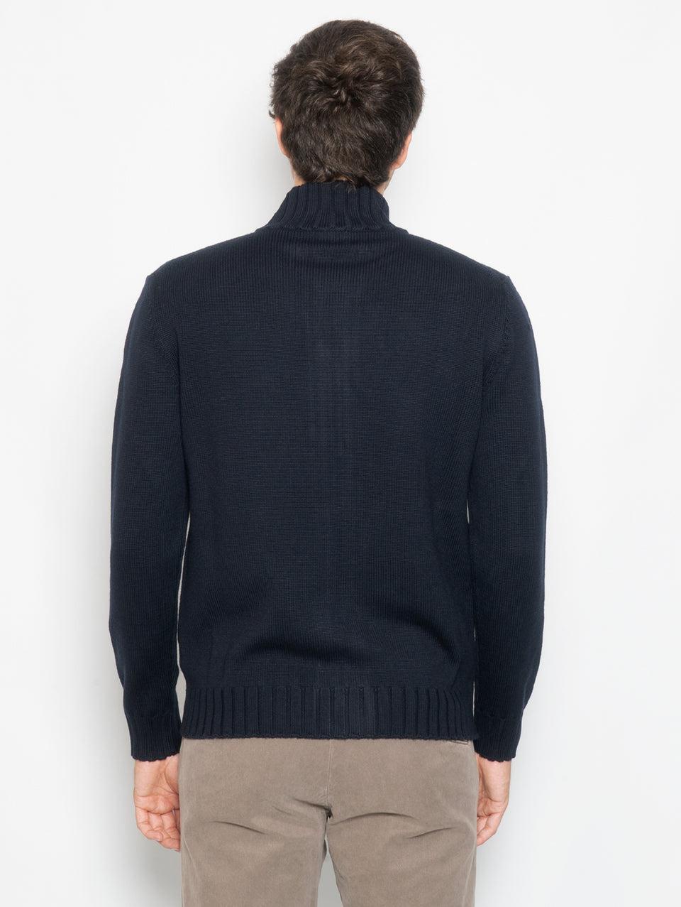 ALPHA STUDIO Cardigan in Maglia Full Zip Blu Spedizione Gratuita