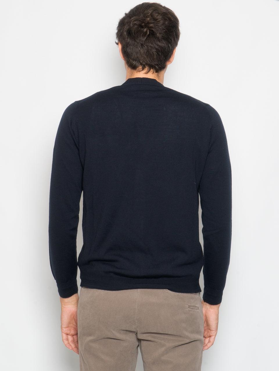 ALPHA STUDIO Cardigan con Taschino in Merinos Blu Soddisfazione Garantita