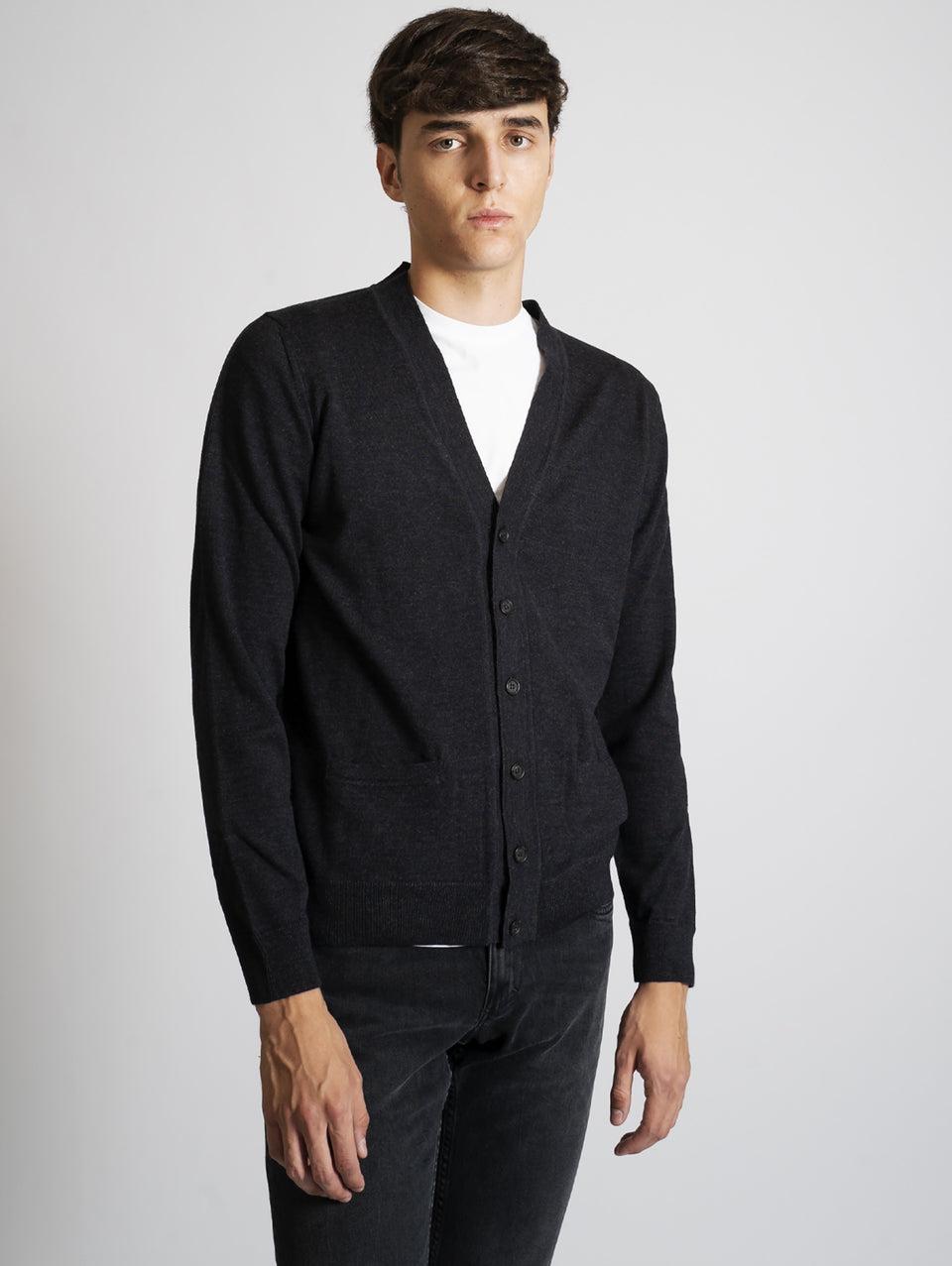 ALPHA STUDIO Cardigan Slim Fit Antracite Shopping Online