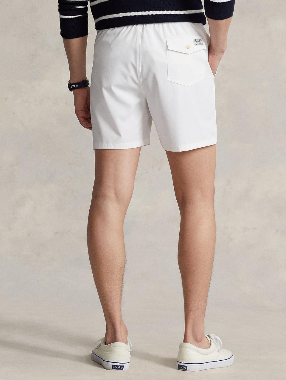 RALPH LAUREN Boxer da Mare Tinta Unita Traveler Bianco Affare Del Giorno