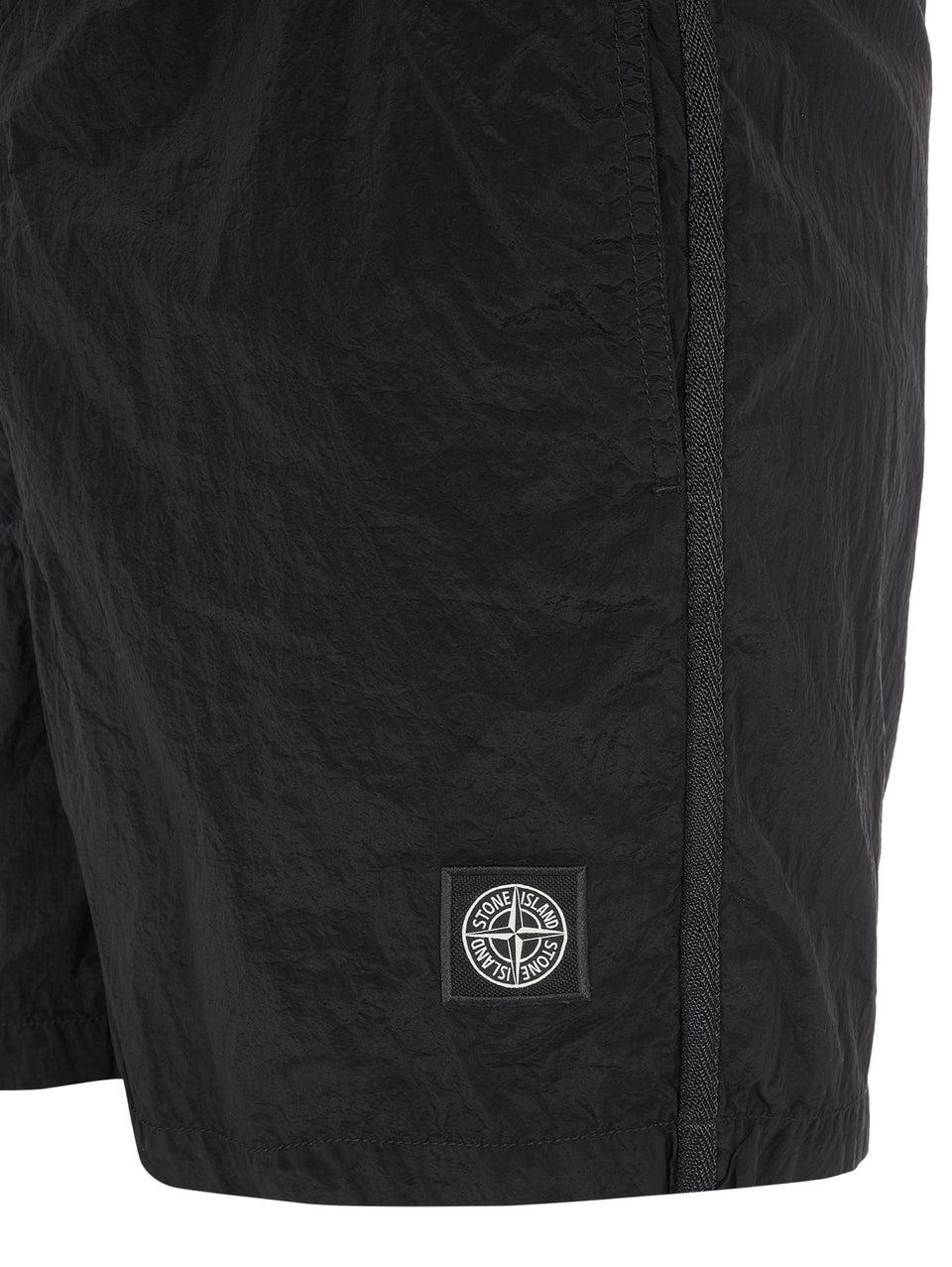 STONE ISLAND Costume da Bagno in Nylon Metal Tinto Nero Economico