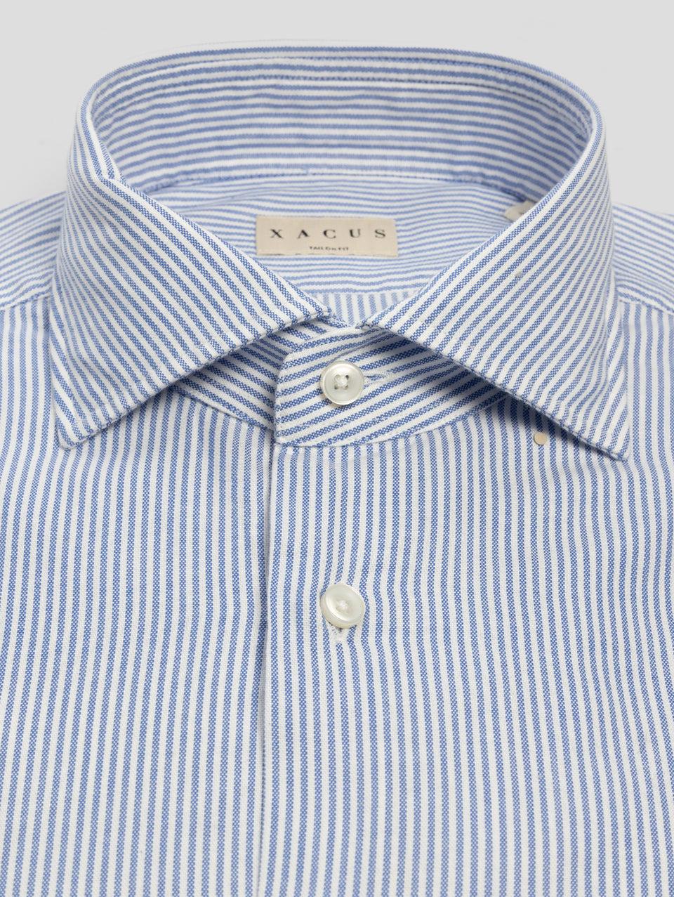 XACUS Camicia a Righe in Cotone Blu/Bianco Vendita Economica