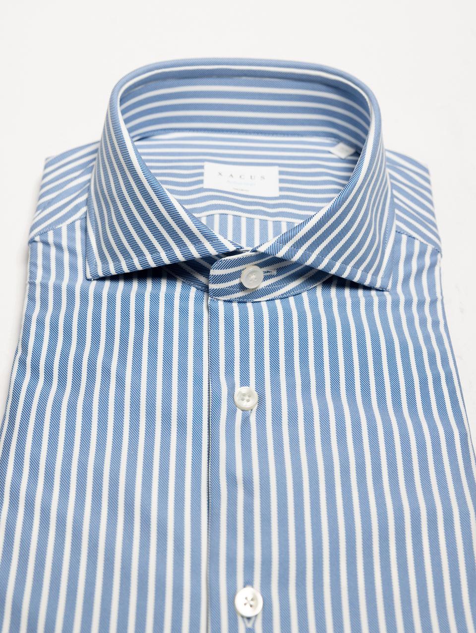 XACUS Camicia in Jersey Active Shirt Stampa Righe Celeste Italy