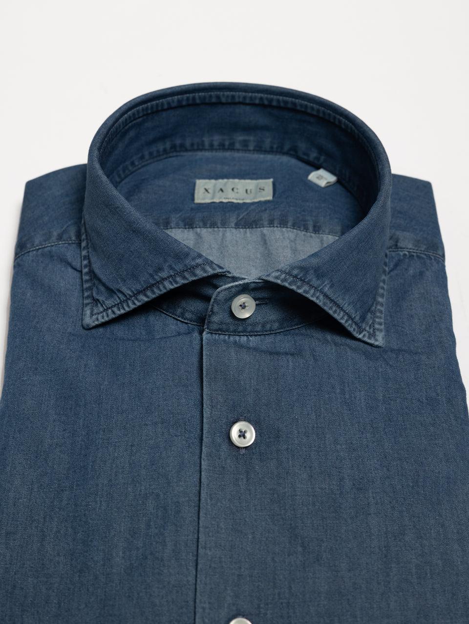 XACUS Camicia Blu Jeans Blu Medio Italia