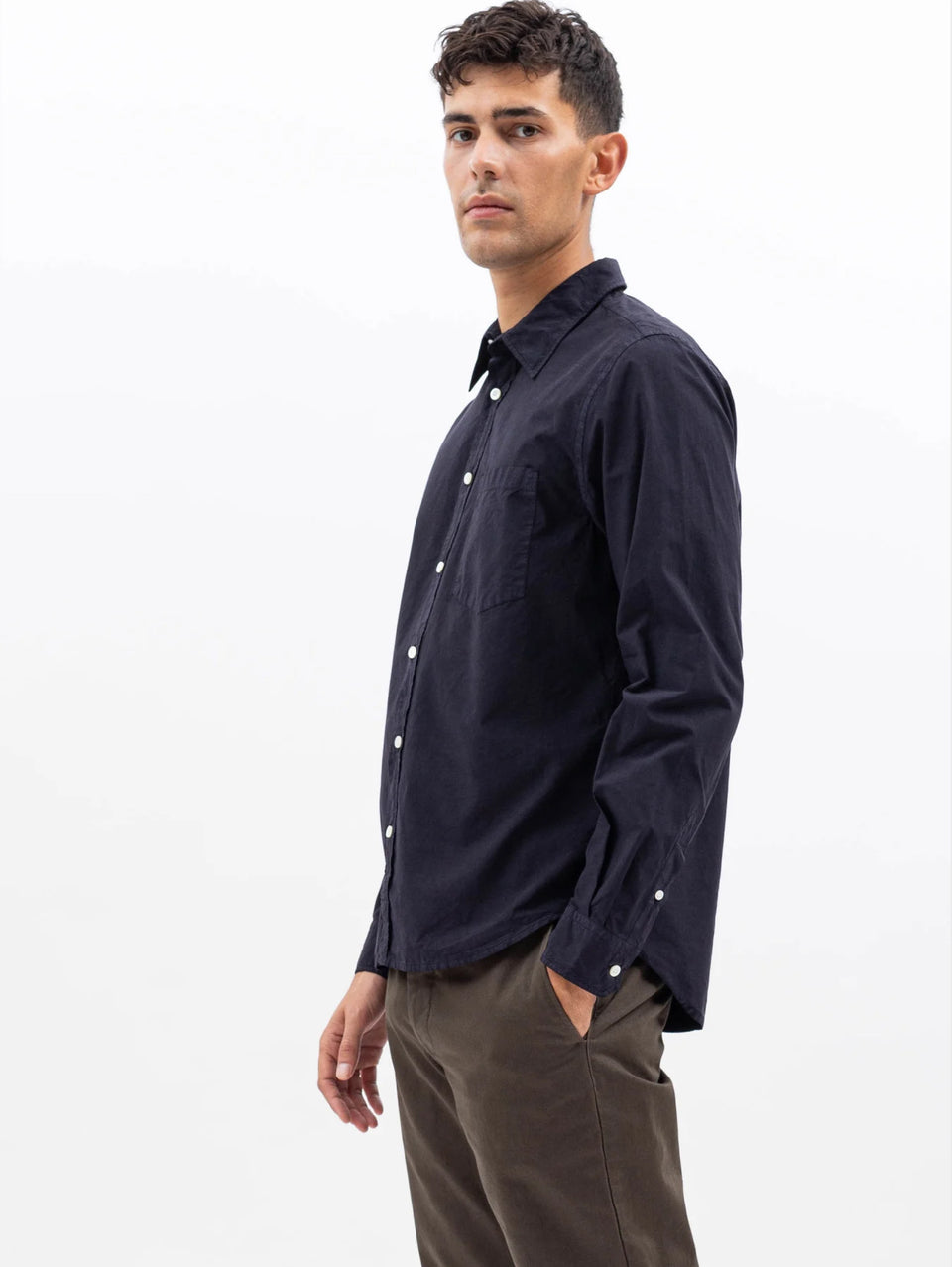 NORSE PROJECTS Camicia in Cotone Tinta in Capo Blu In Linea