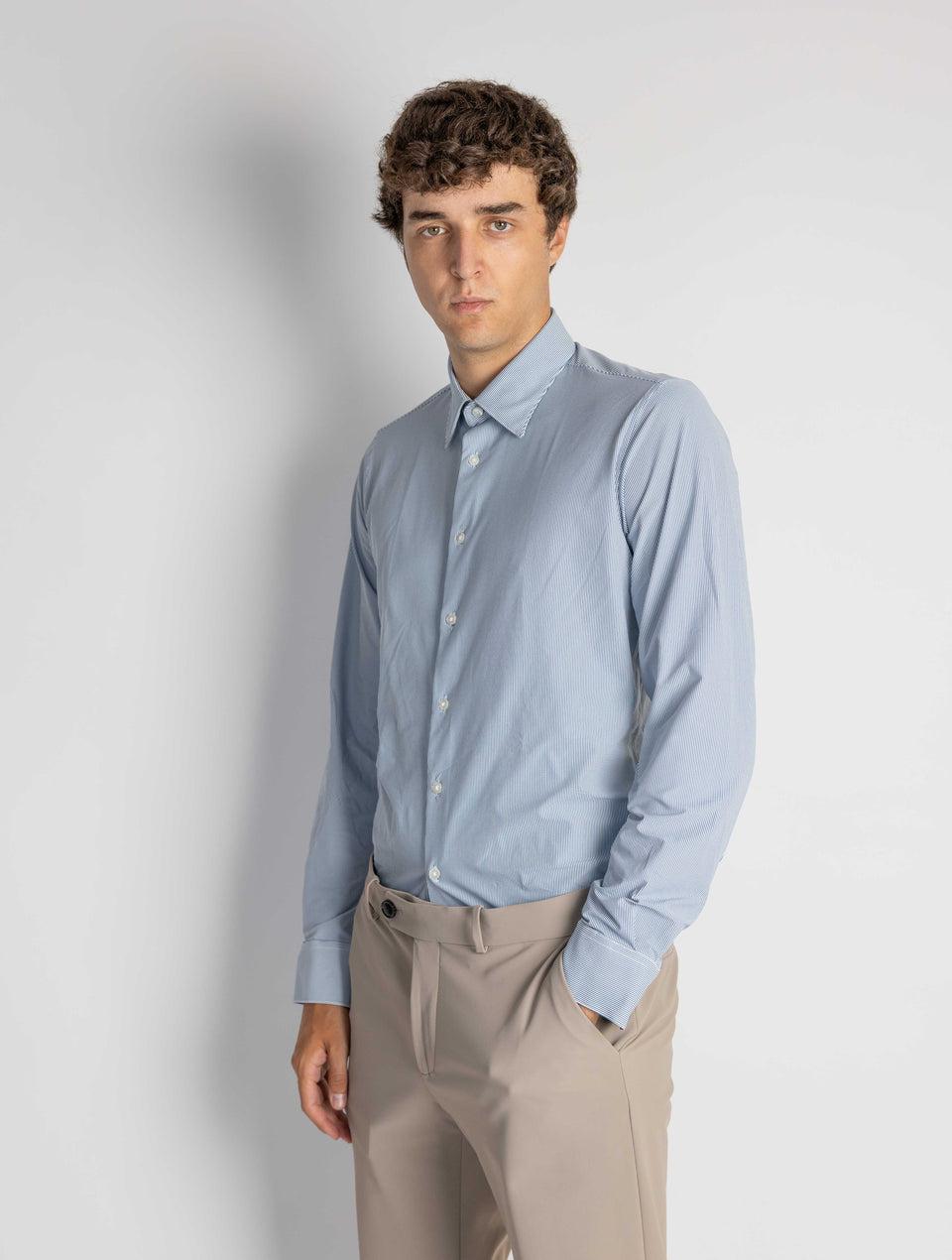 RRD Camicia a Righe Slim Fit Blu/Bianco Nuovo