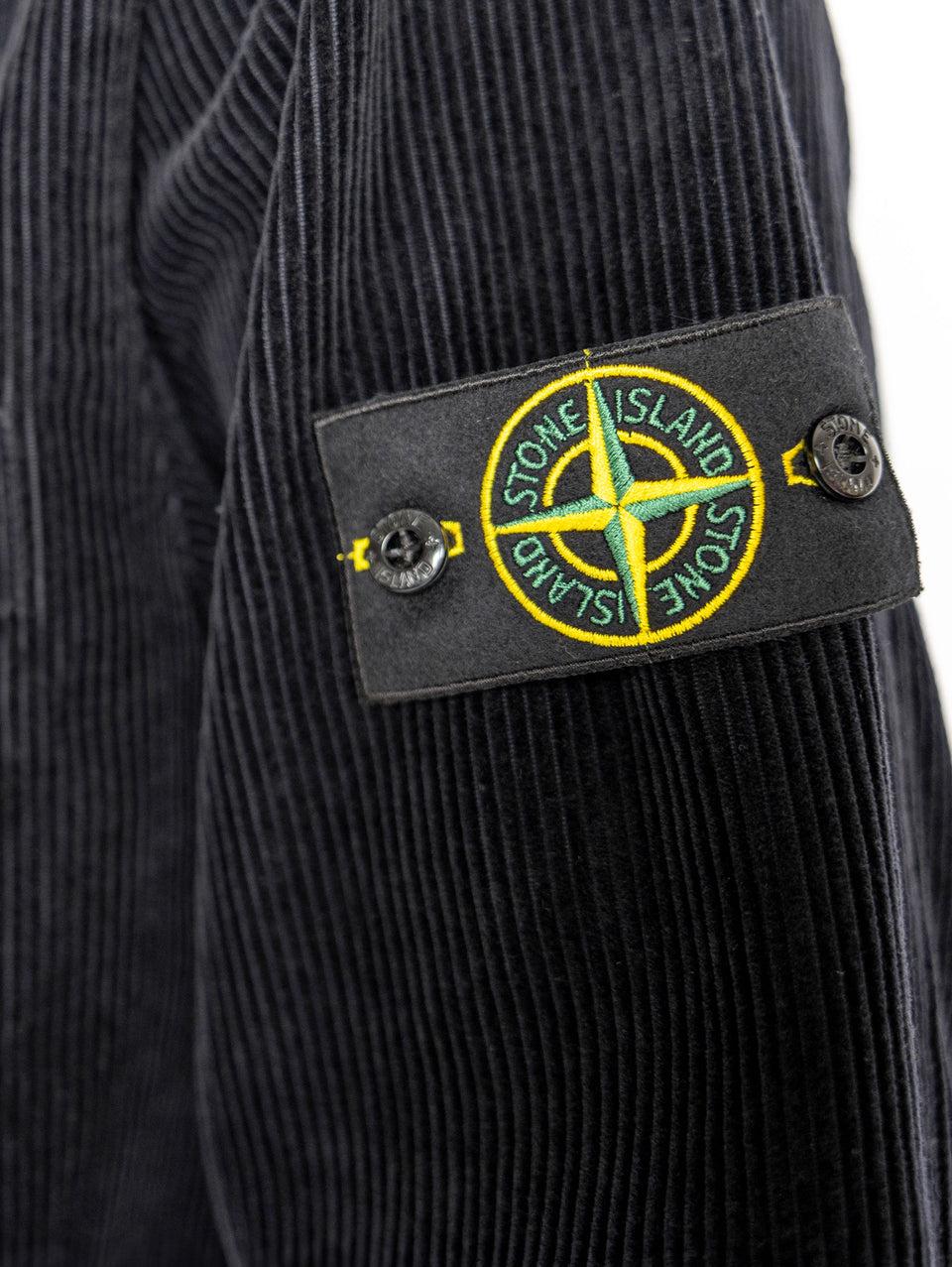 STONE ISLAND Overshirt in Velluto a Coste Blu Qualità