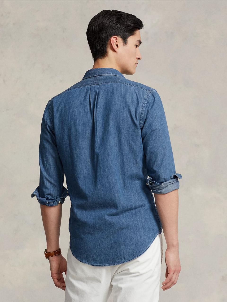 RALPH LAUREN Camicia in Denim Blu Promozione