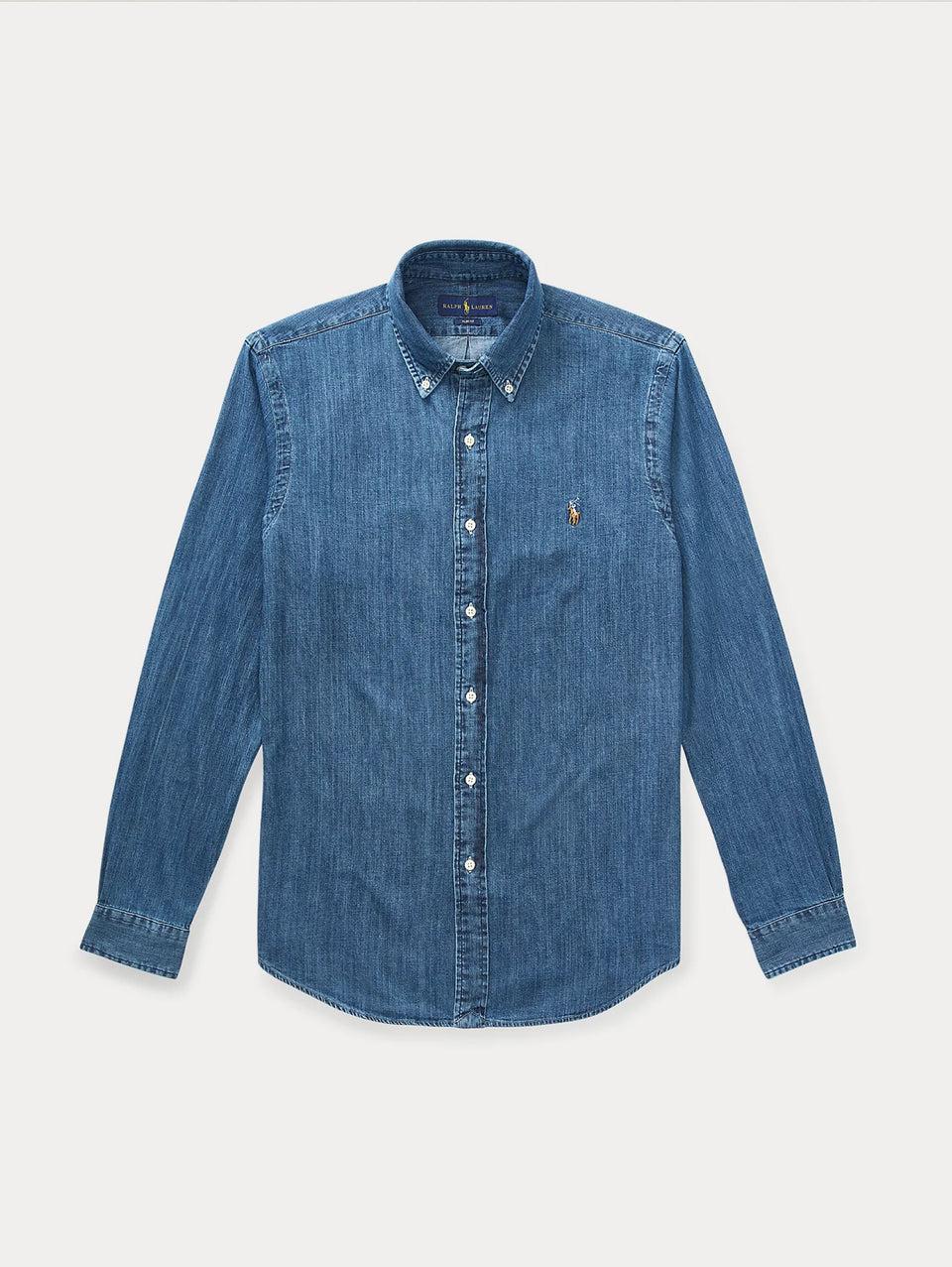 RALPH LAUREN Camicia in Denim Blu Promozione