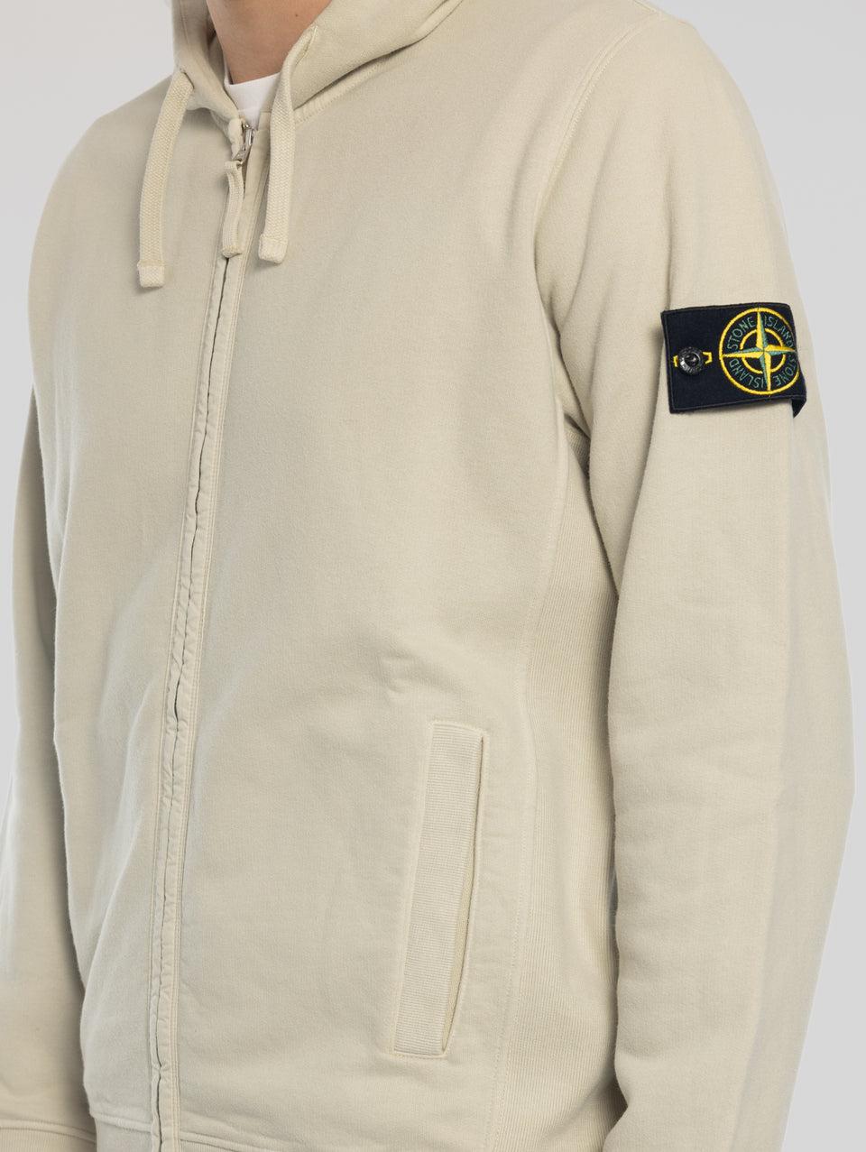 STONE ISLAND Felpa Full Zip in Cotone Organico Stucco Consegna Veloce