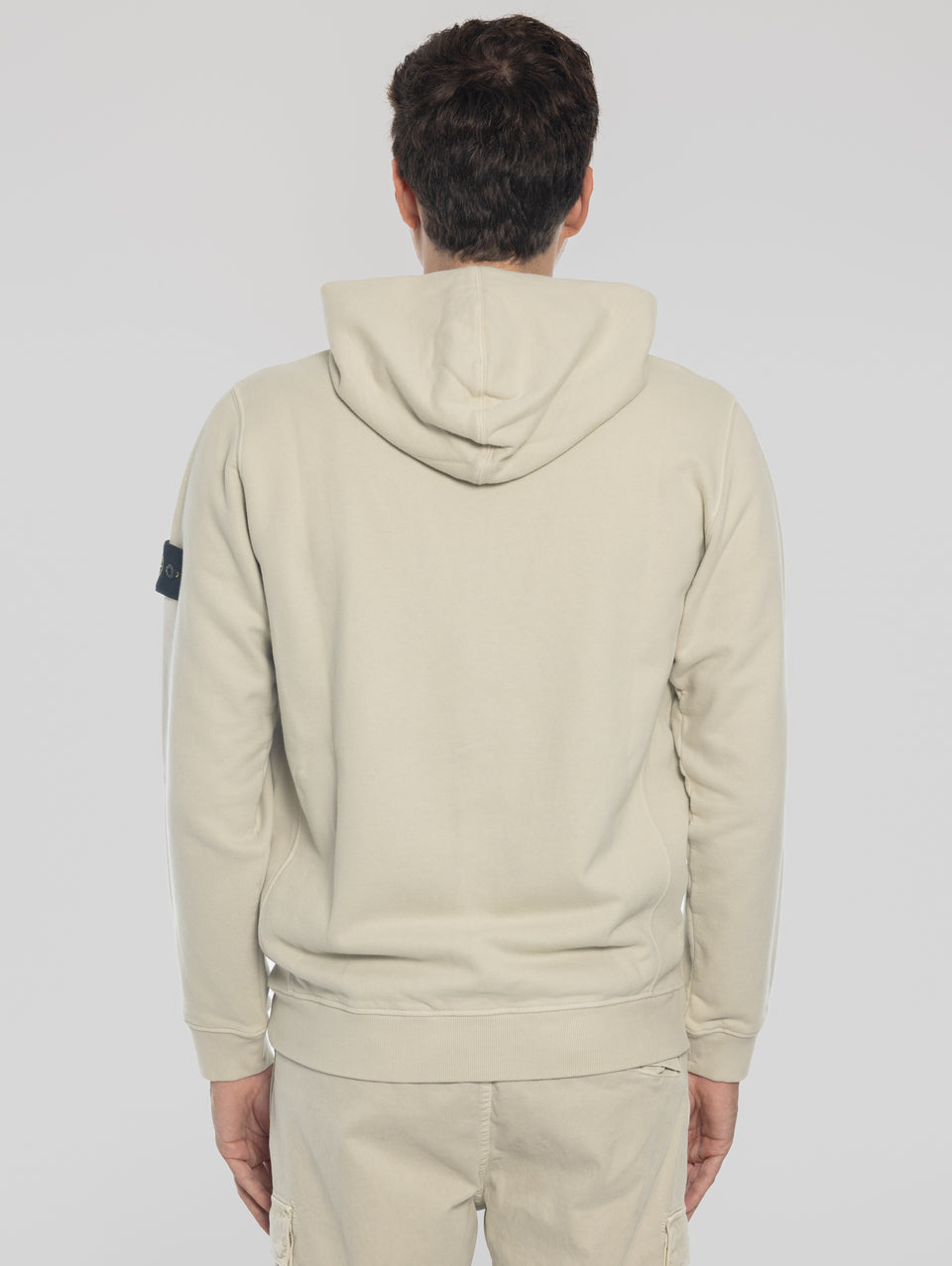 STONE ISLAND Felpa Full Zip in Cotone Organico Stucco Consegna Veloce