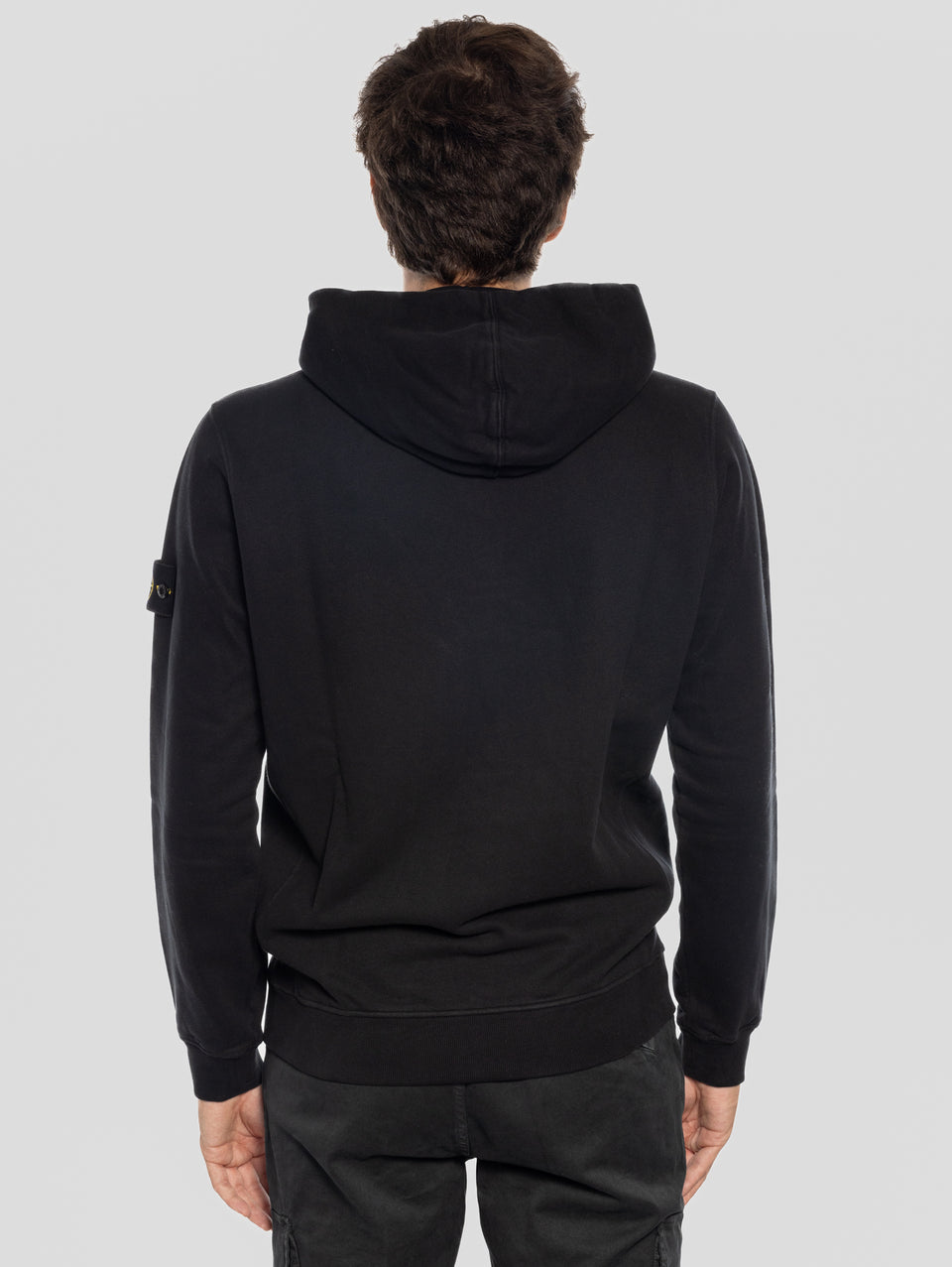 STONE ISLAND Felpa Full Zip in Cotone Organico Nero Shopping Online