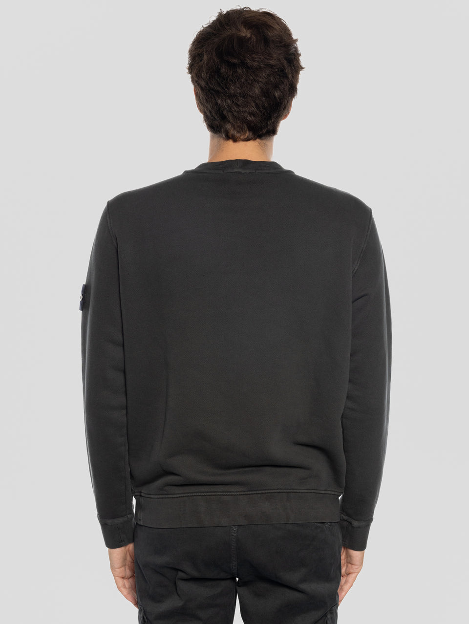 STONE ISLAND Felpa Girocollo in Cotone Diagonale Grigio Affare Del Giorno