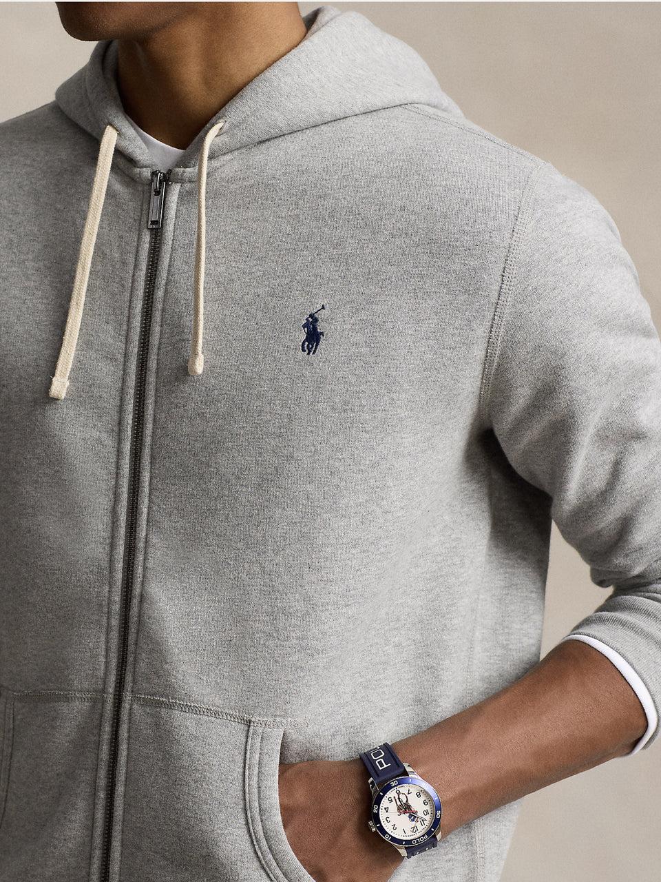 RALPH LAUREN Felpa Full zip con Cappuccio Grigio Sottocosto
