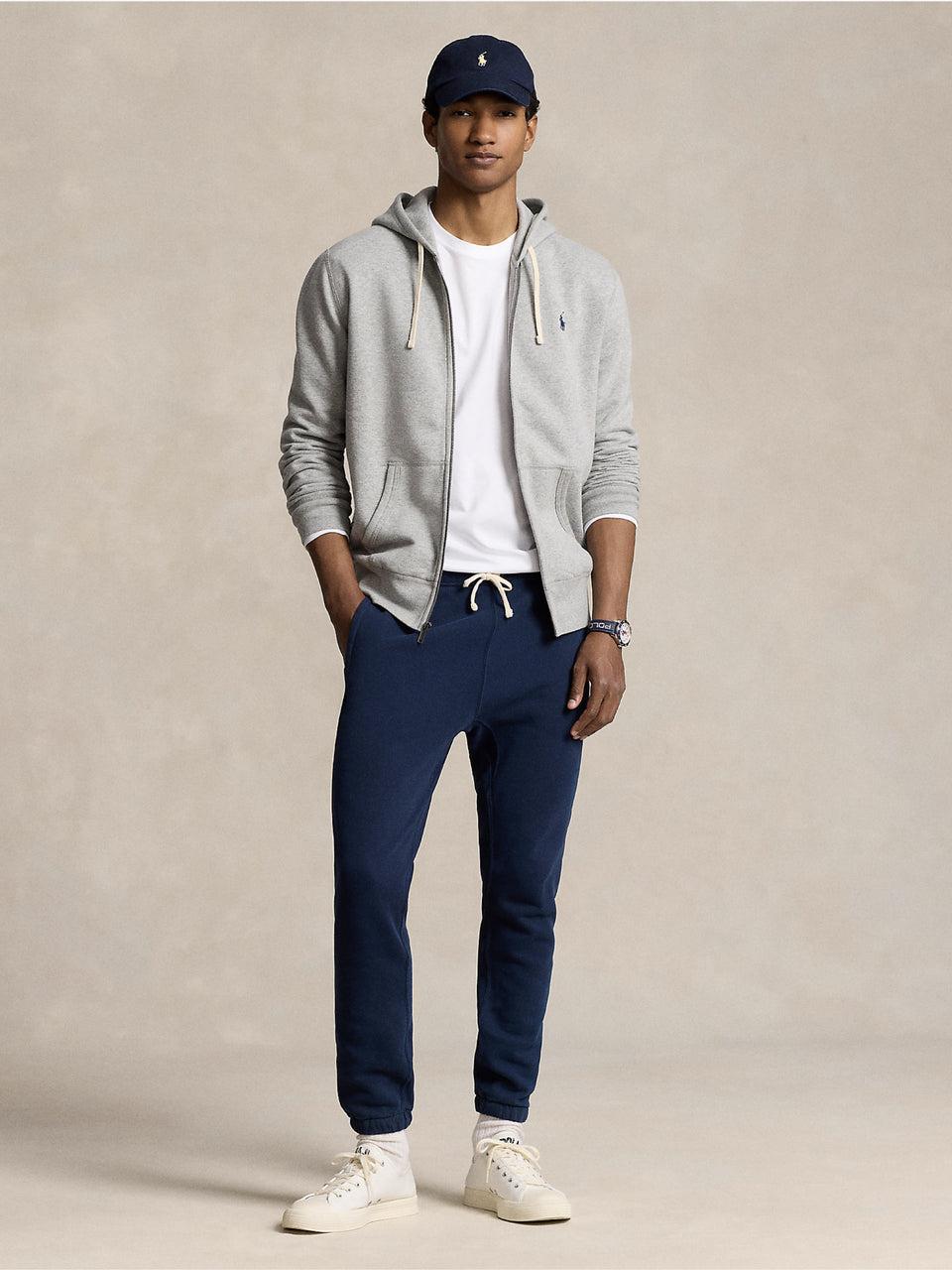 RALPH LAUREN Felpa Full zip con Cappuccio Grigio Sottocosto