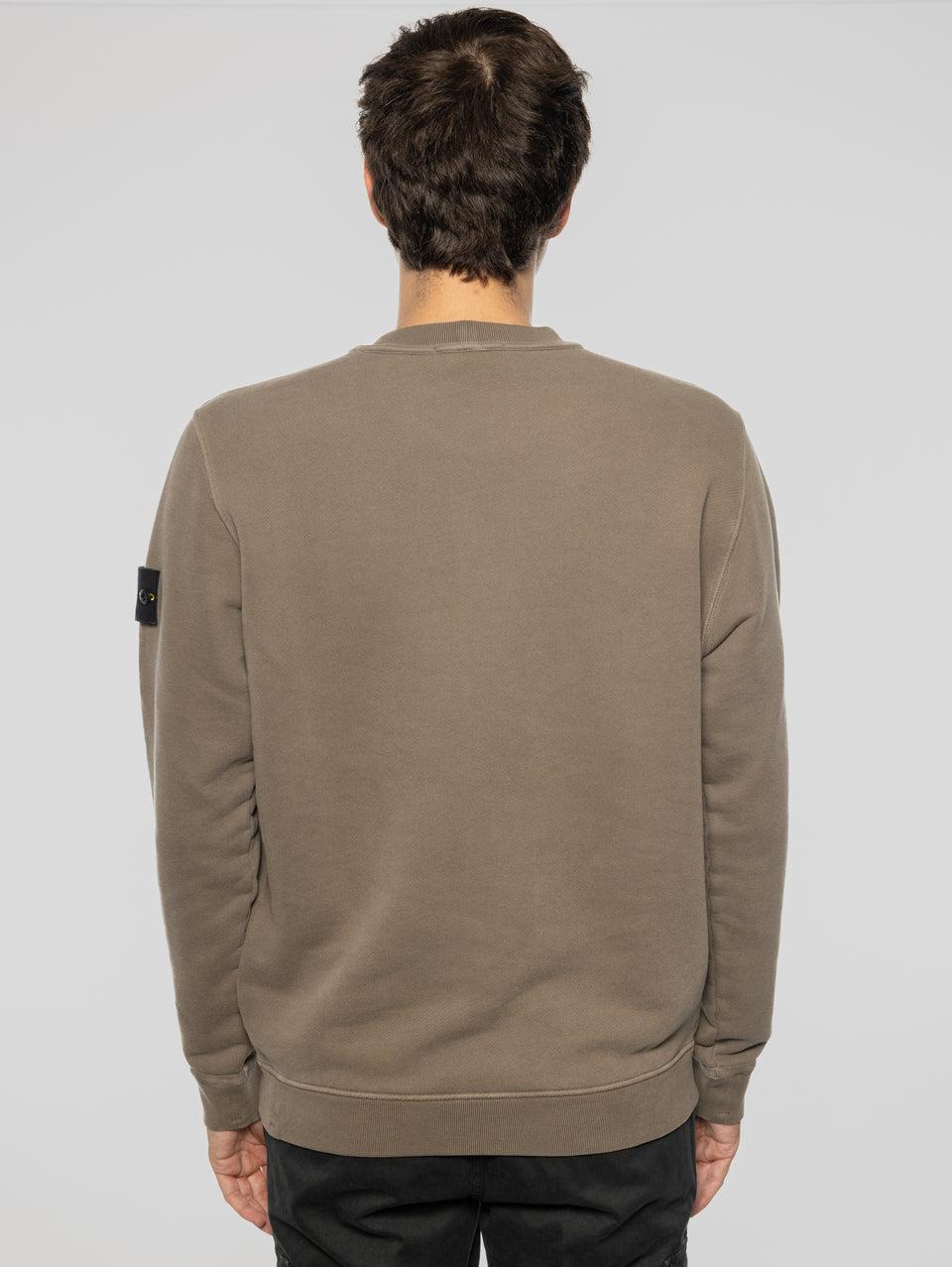 STONE ISLAND Felpa Girocollo in Cotone Diagonale Noce Sconto