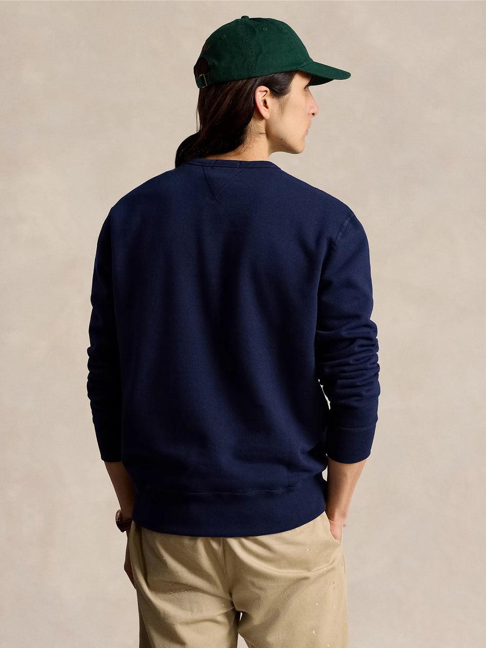 RALPH LAUREN Felpa Girocollo in Cotone Blu Offerta