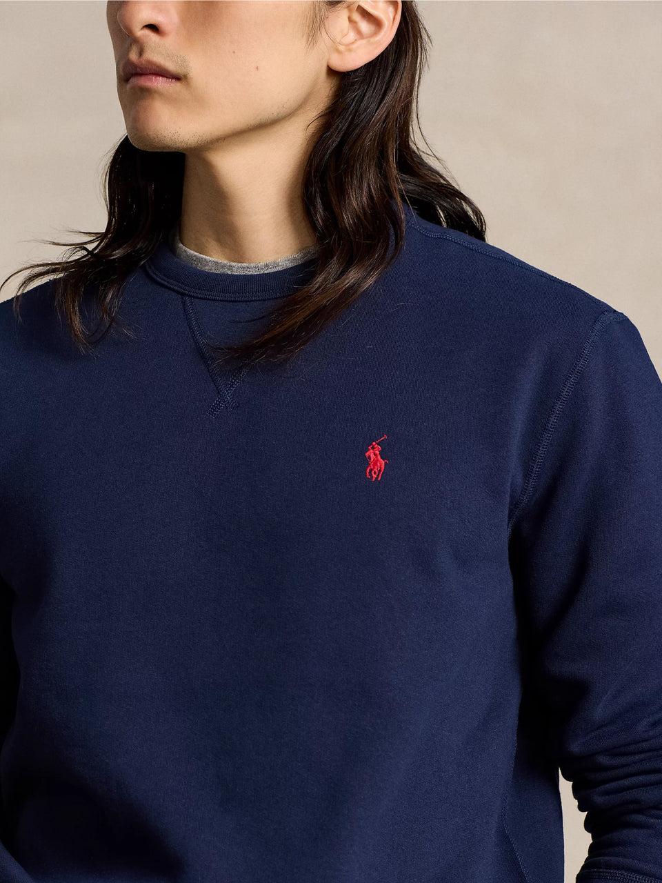 RALPH LAUREN Felpa Girocollo in Cotone Blu Offerta