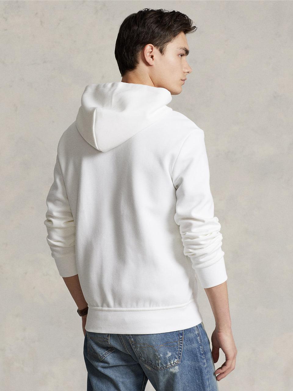 RALPH LAUREN Felpa con Cappuccio e Zip in Maglia Doppia Bianco Super sconto