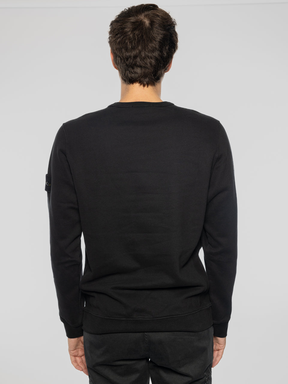 STONE ISLAND Felpa Girocollo in Cotone Nero Online