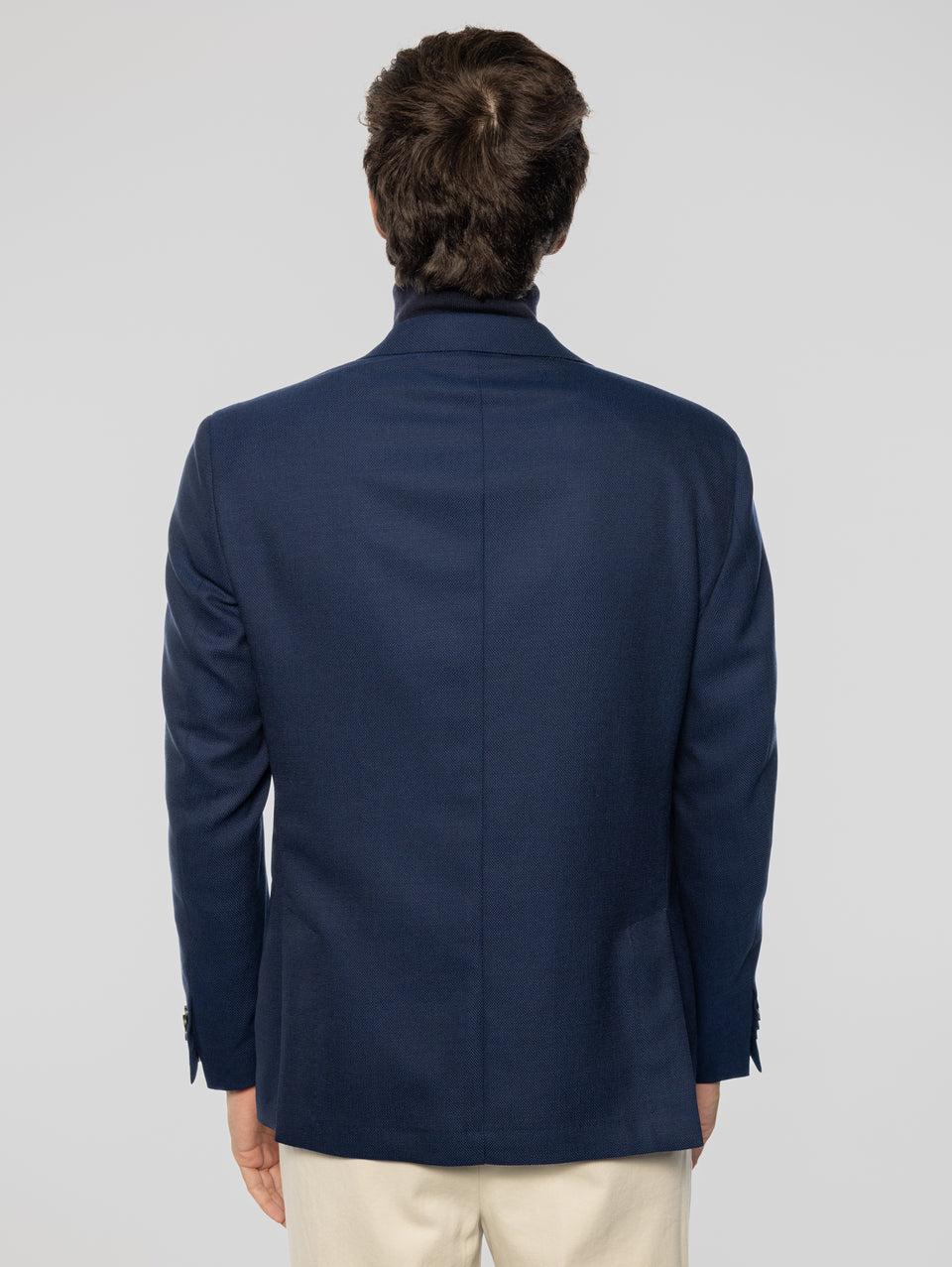 PAOLONI Giacca Sfoderata in Lana Oxford Blu In Vendita