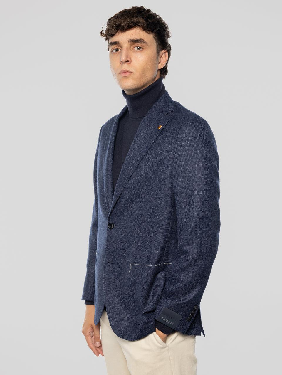 SARTORIA LATORRE Giacca Sfoderata in Pura Lana Blu Melange Hotsell