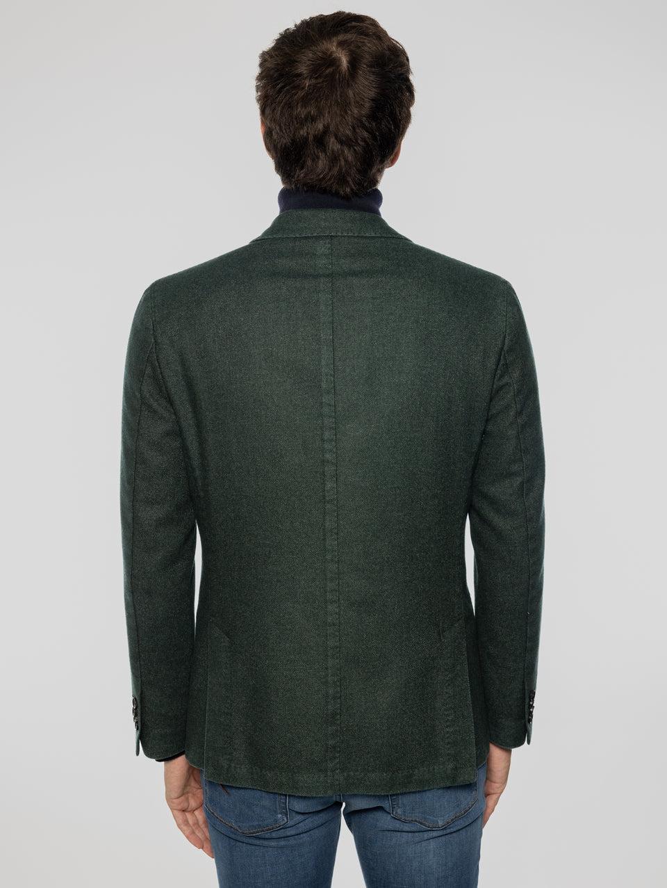 PAOLONI Giacca Doppio Petto in Lana Frosted Verde Vendita Economica