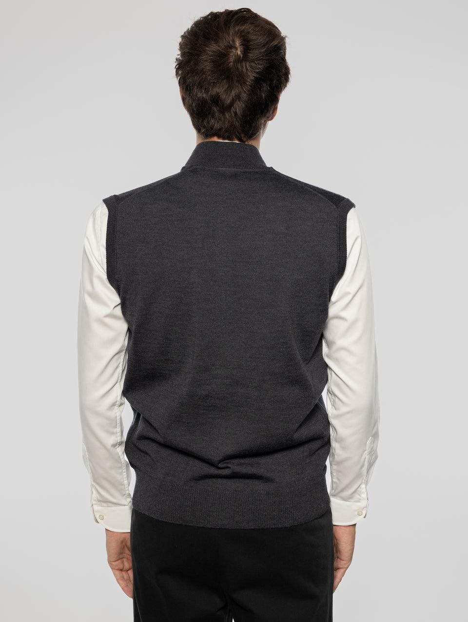 ALPHA STUDIO Gilet in Lana taglio Bomber Antracite Promozione