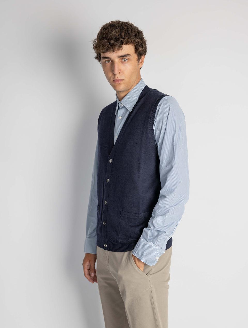 ALPHA STUDIO Gilet con Scollo a V Blu Spedizione Gratuita