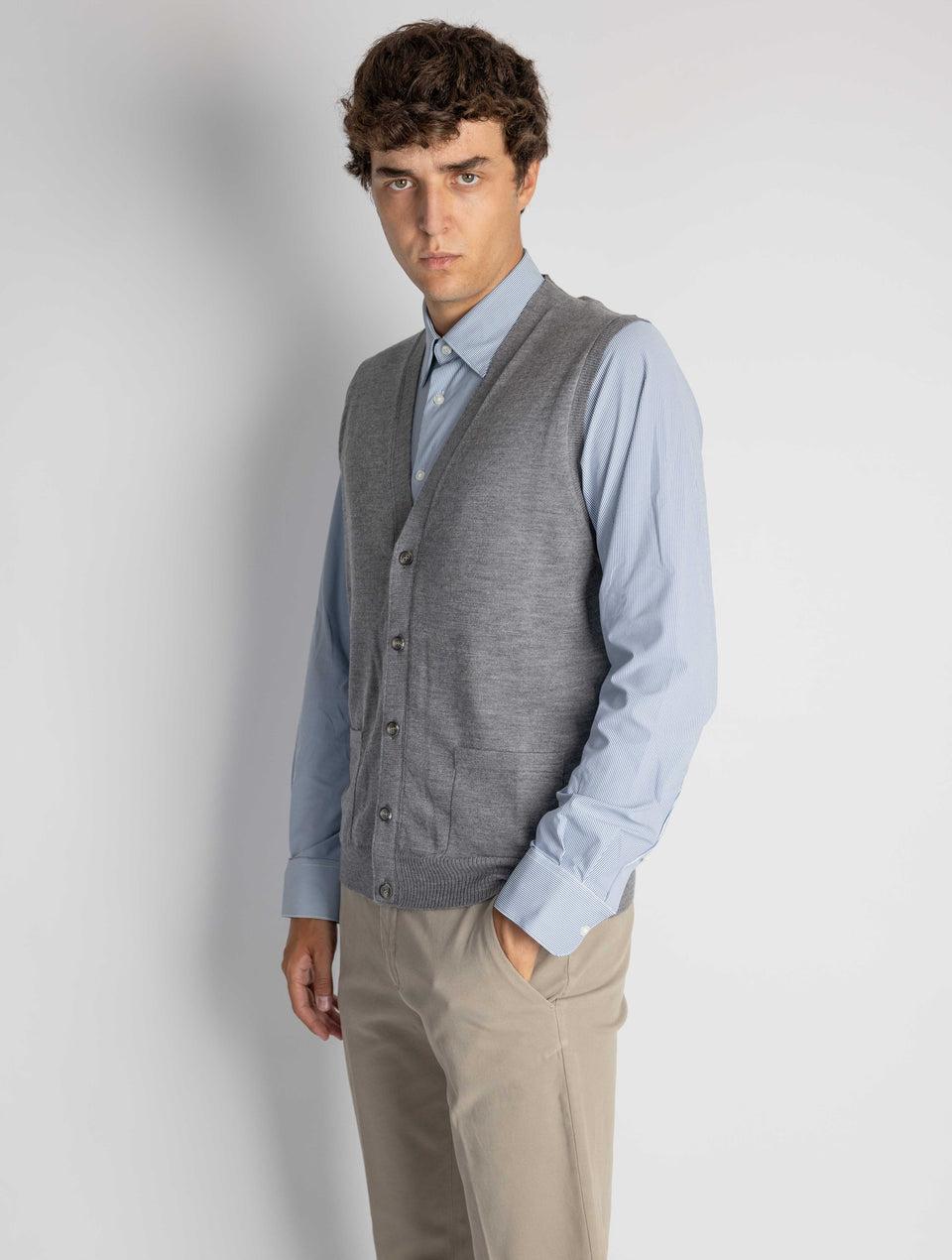 ALPHA STUDIO Gilet con Scollo a V Grigio Soddisfazione Garantita