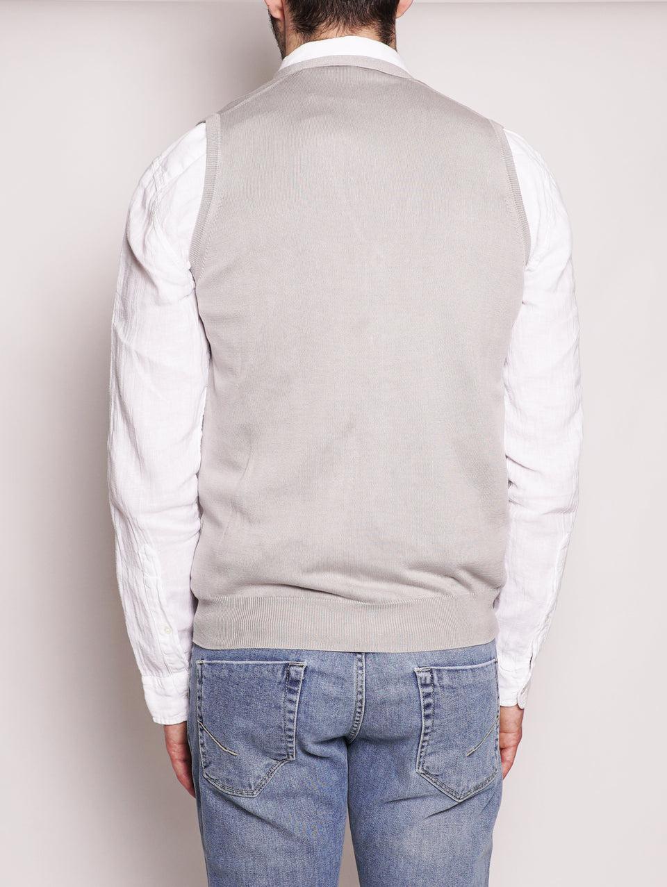 ALPHA STUDIO Gilet in Cotone Frosted Perla Promozione Limitata