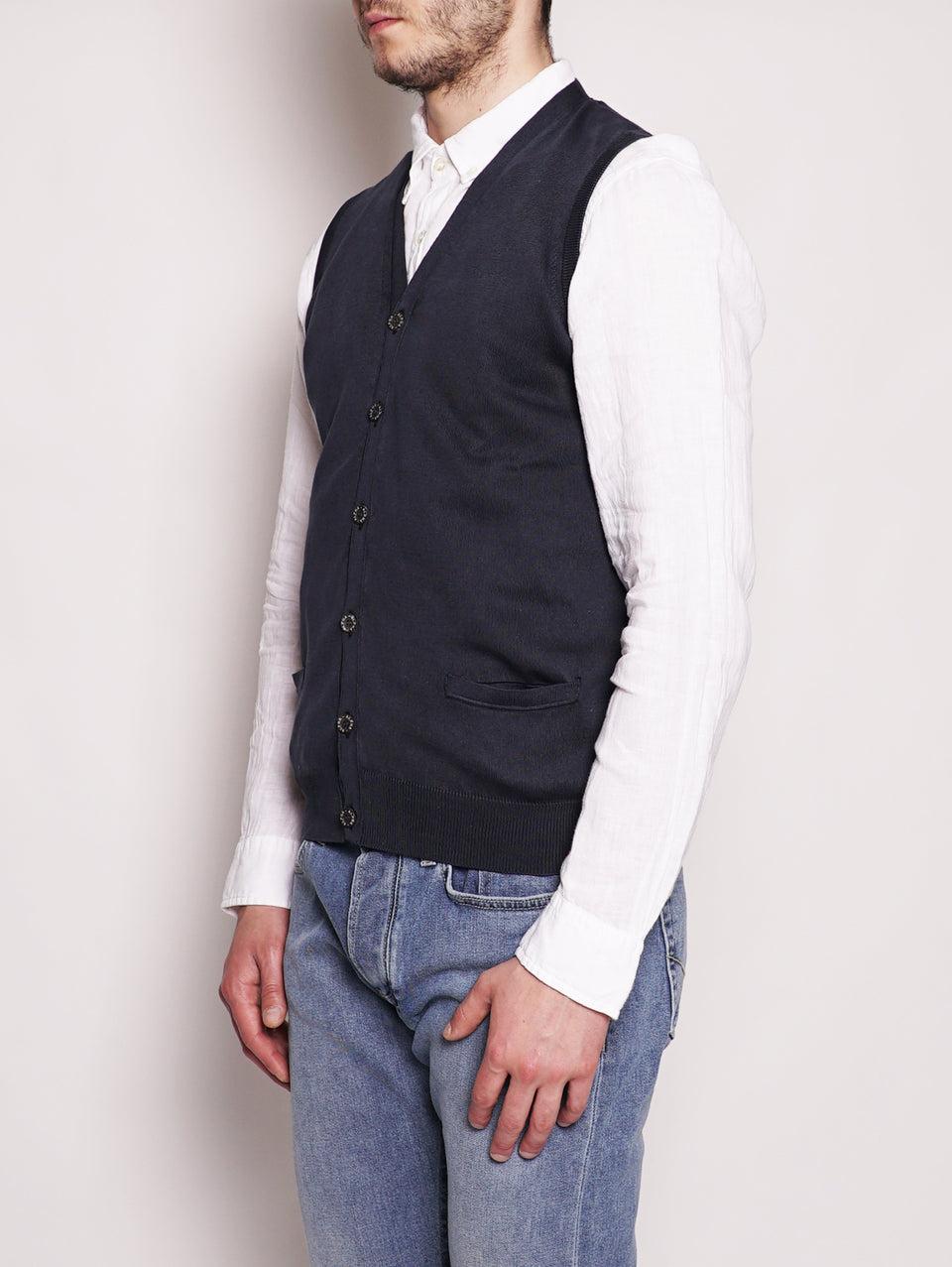 ALPHA STUDIO Gilet in Cotone Frosted Blu Navy Fino Al -60%