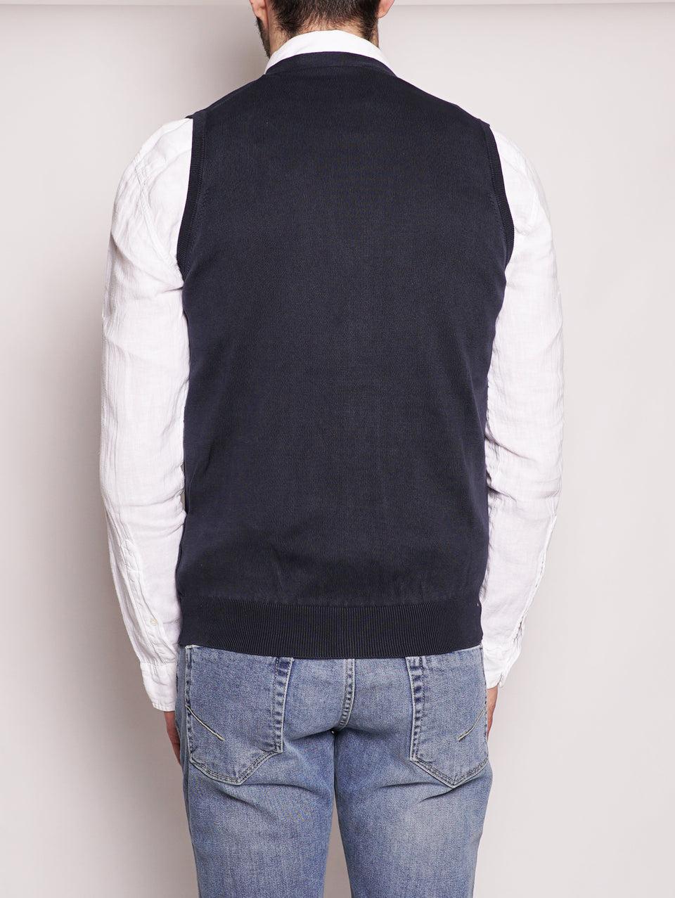 ALPHA STUDIO Gilet in Cotone Frosted Blu Navy Fino Al -60%