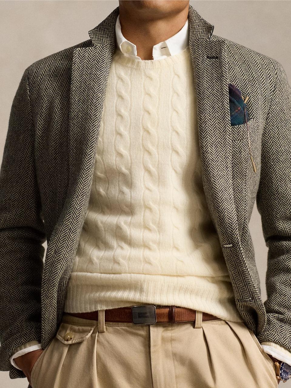 RALPH LAUREN Maglia in Lana e Cashmere a Trecce Crema In Linea