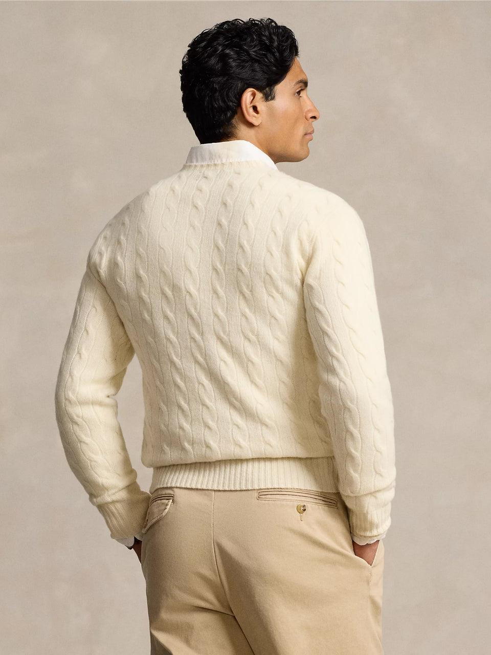 RALPH LAUREN Maglia in Lana e Cashmere a Trecce Crema In Linea