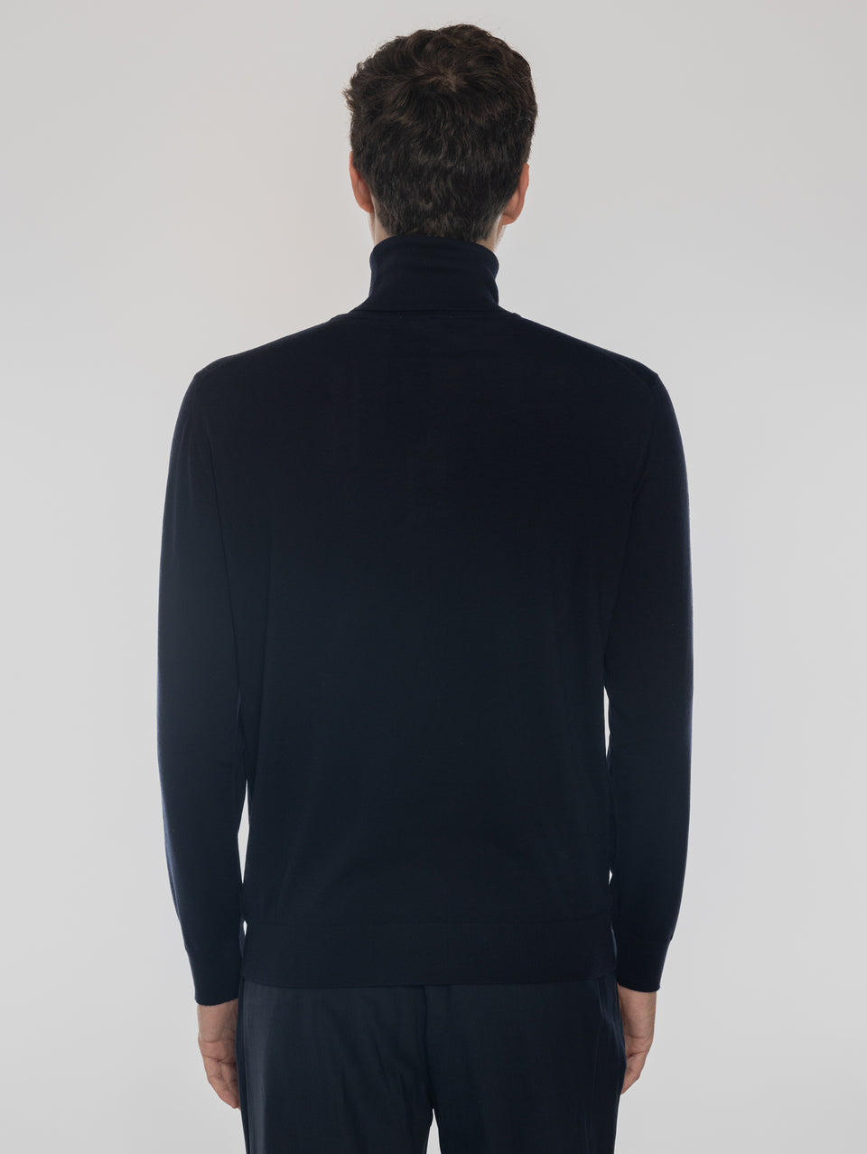 ALPHA STUDIO Maglia Collo Alto in Lana Ultrafine Blu Vendita