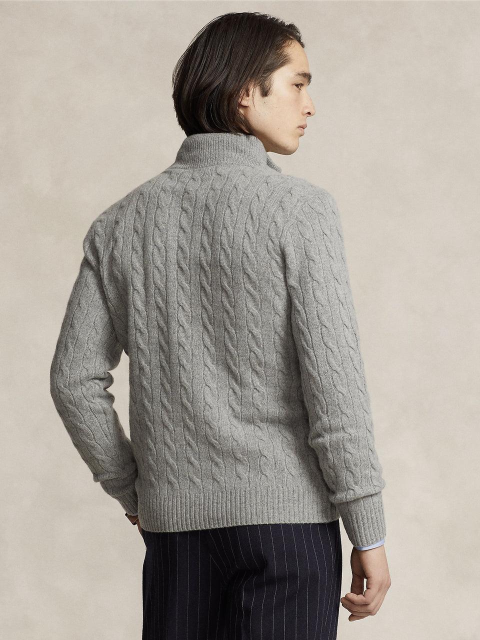 RALPH LAUREN Maglia Mezza Zip a Trecce Grigio Pezzi Unici