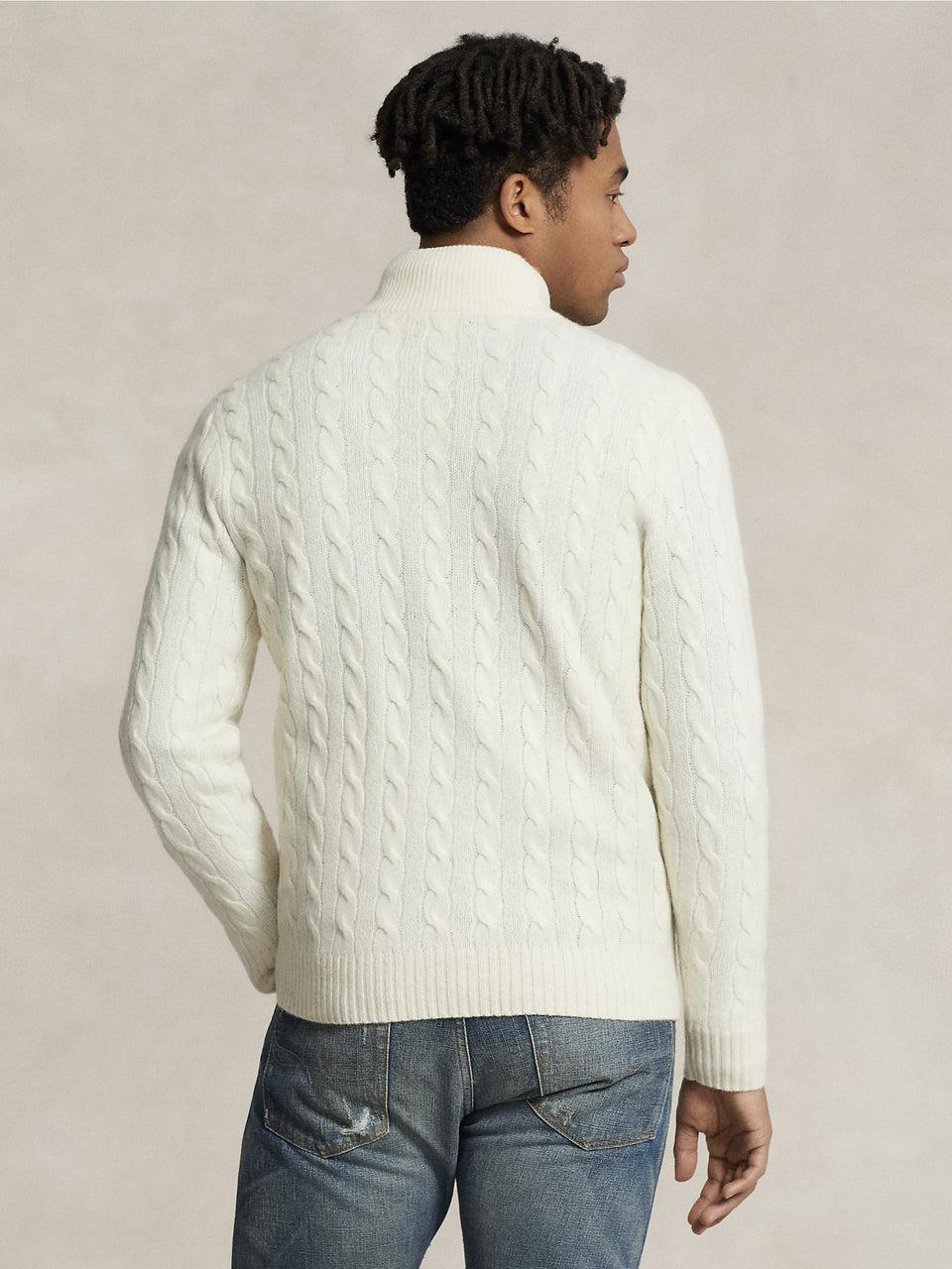 RALPH LAUREN Maglia Mezza Zip a Trecce Crema Soddisfazione Garantita
