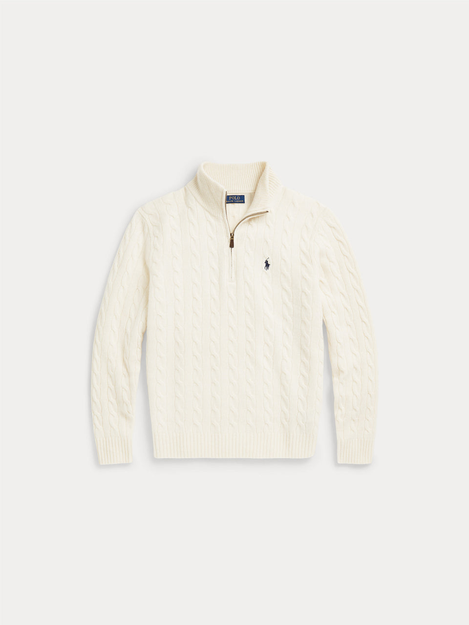 RALPH LAUREN Maglia Mezza Zip a Trecce Crema Soddisfazione Garantita