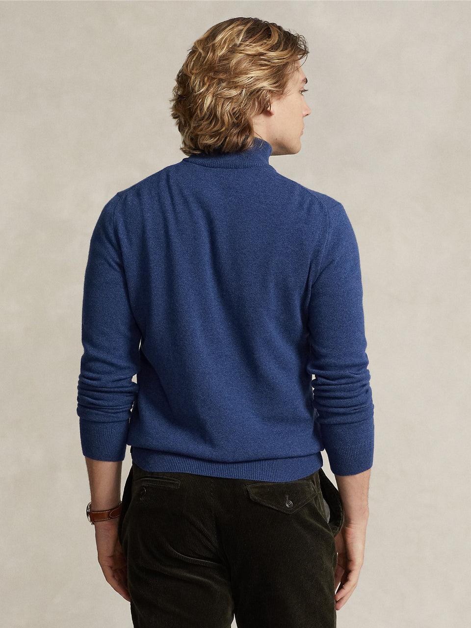 RALPH LAUREN Maglia con Mezza Zip in Lana Blu Qualità Garantita