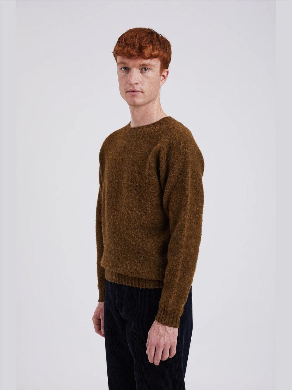 NORSE PROJECTS Maglia Girocollo in Lana Scozzese Birnir Oliva Offerta San Valentino