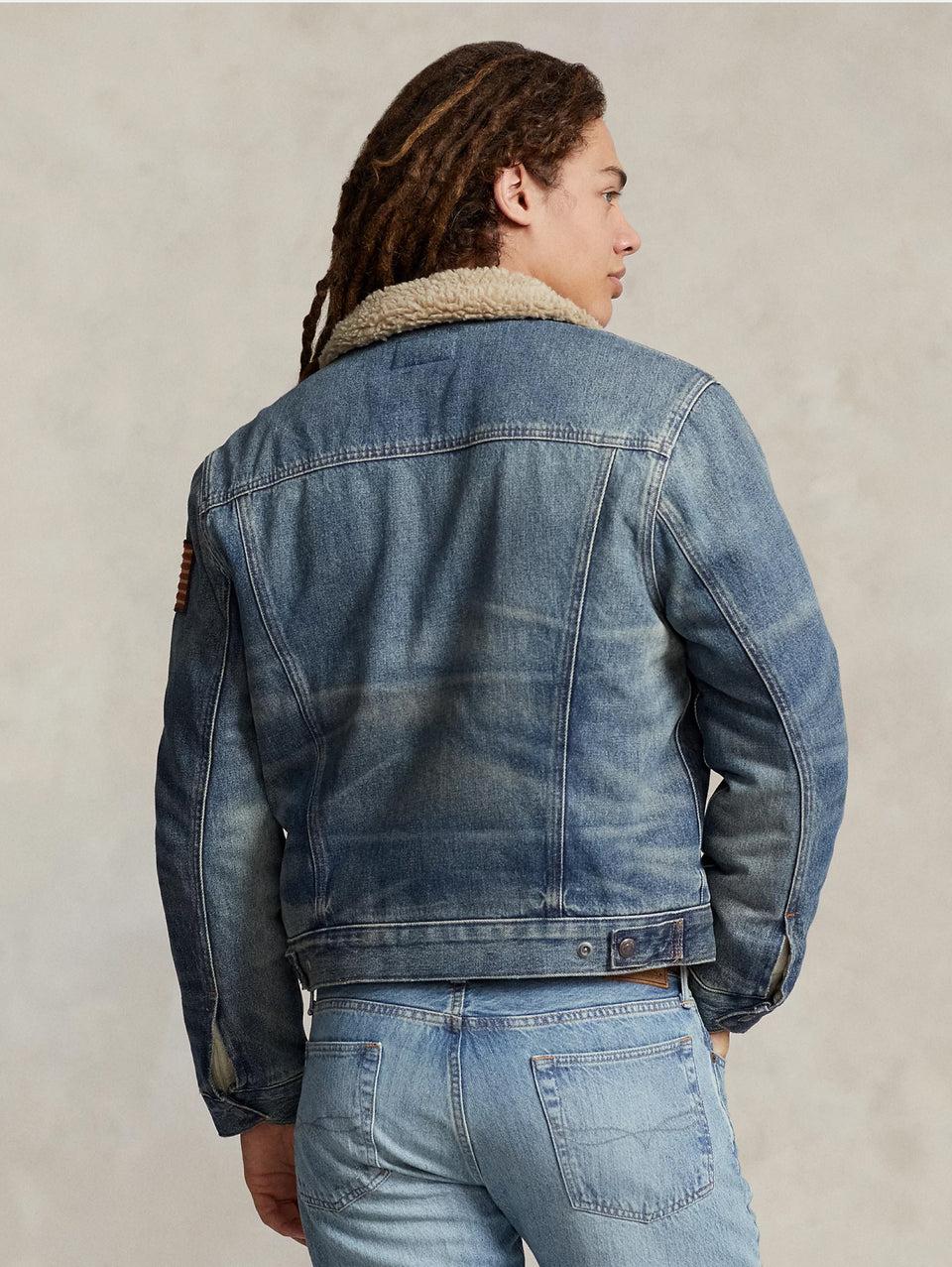 RALPH LAUREN Giacca in Denim con Fodera in Pile Blu Outlet